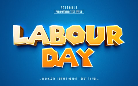 PSD Efecto de estilo de texto del día del trabajo.