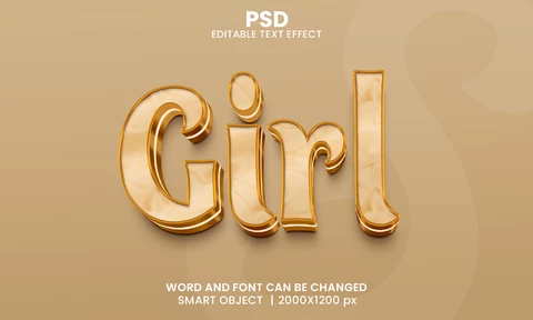 PSD Efecto de texto de chica dorada