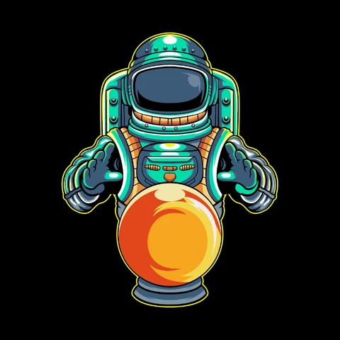EPS,JPG Retro Futuristic Astronaut Illustration