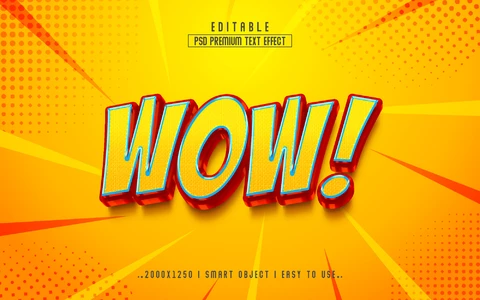 PSD Komisch wow! teksteffect