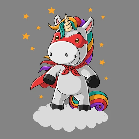 EPS,JPG Ilustración de unicornio colorido en estilo cartoon