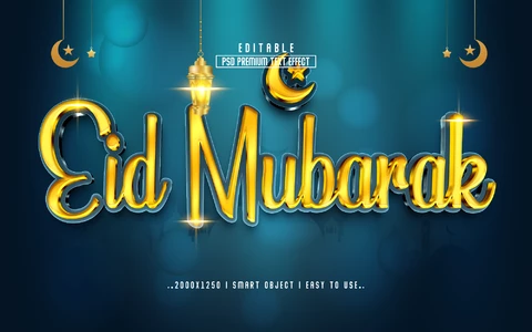 PSD Efecto de texto Eid mubarak