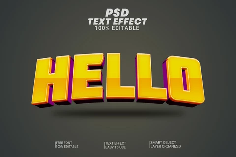 PSD Ciao effetto testo 3d convesso dorato