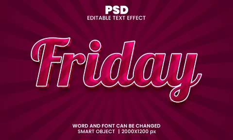 PSD Effet de texte 3d du vendredi