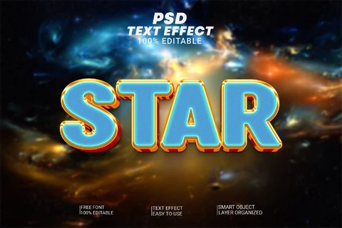 PSD Star universo galaxia espacio extraterrestre película vía láctea 3d efecto de texto
