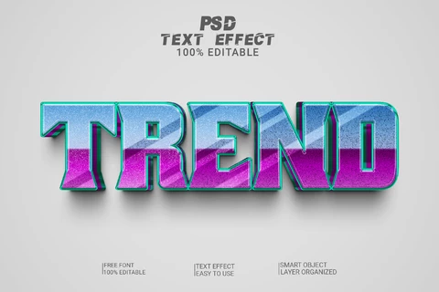 PSD Trend Shiny Purple 3D Font Style Effect