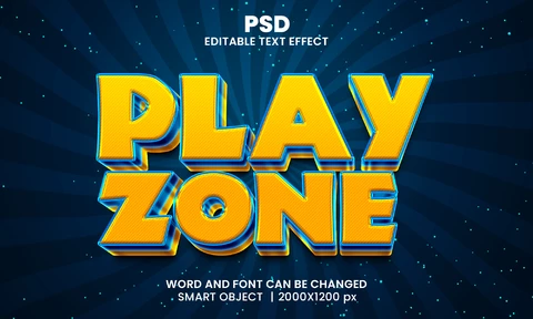 PSD Play zone galaxy 3d text effect