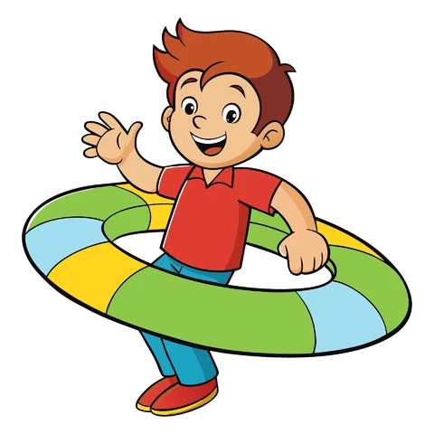 AI,JPG Cartoon Character with Lifebuoy Illustration