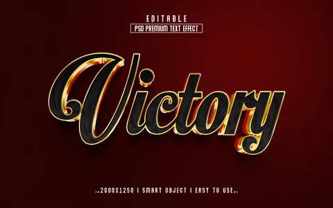 PSD Victory Glory Gold 3D Text Effect