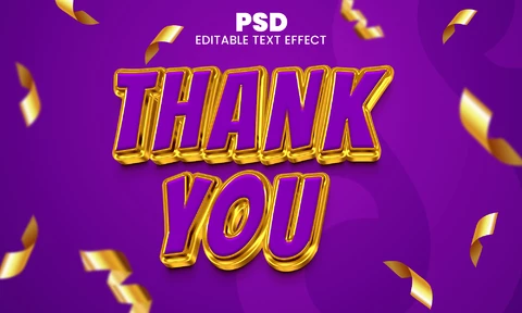 PSD Gracias efecto texto dorado