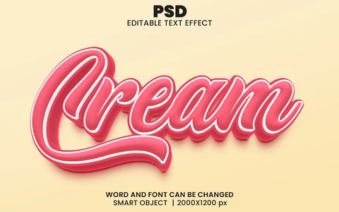 PSD Efeito de texto em creme