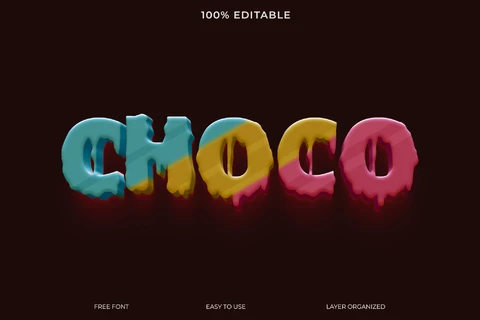 PSD Choco lettertype stijl teksteffect