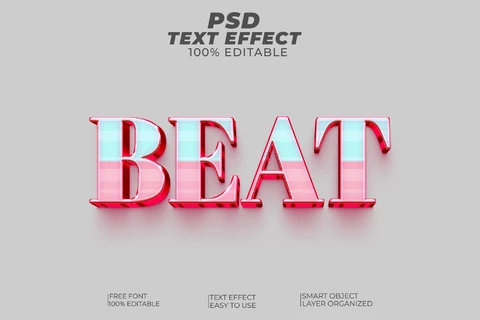 PSD Efecto de texto con estilo de fuente Beat