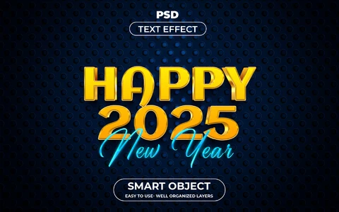 PSD Frohes neues Jahr 2024 goldener 3d Texteffekt
