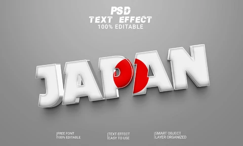 PSD Japan Flag 3D Font Style Effect