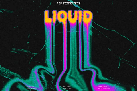 PSD Efecto de texto líquido