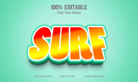 PSD Surf Vintage Sunny 3D Text Effect