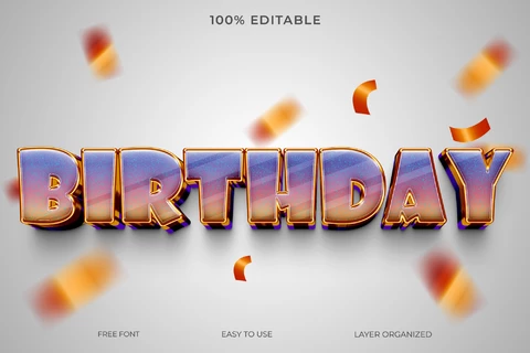 PSD Birthday Funny Party 3D Text Effect