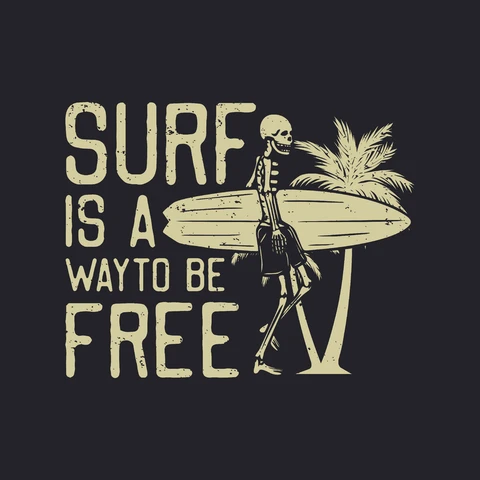 EPS,JPG Vintage Surf Skeleton Illustration