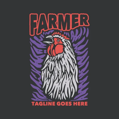 EPS,JPG Illustration d'un poulet de ferme vintage