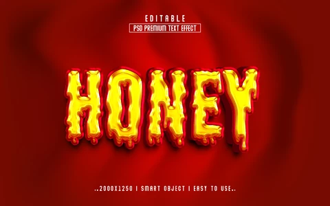 PSD Honey Dripping 3D Text Effect