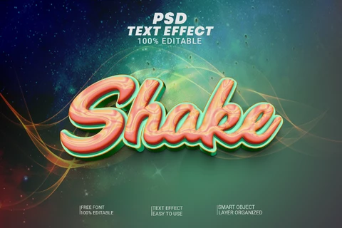 PSD Shake Cursive Vortex Swirl Glossy Pink 3D Text Effect