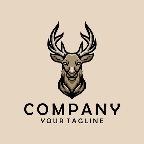 EPS,JPG Modern Minimalist Logo with Deer Illustration