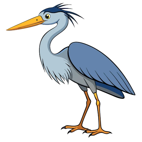 AI,JPG Cartoon Style Heron Illustration