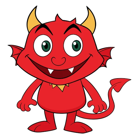 AI,JPG Cartoon Style Red Devil Character