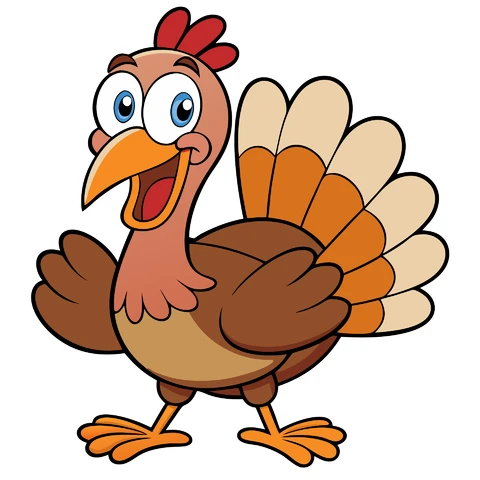 AI,JPG Cartoon Style Turkey Character Illustration