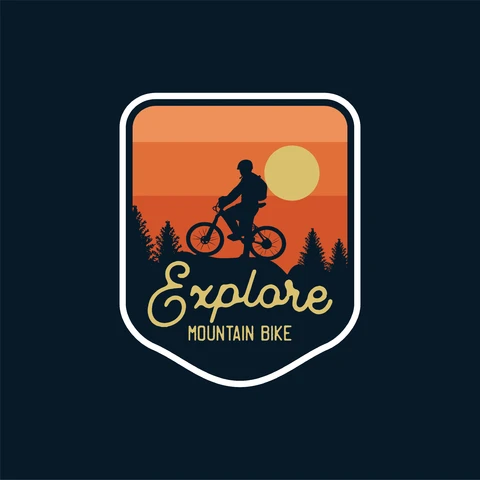 EPS,JPG Vintage Badge Style Mountain Biking Graphic