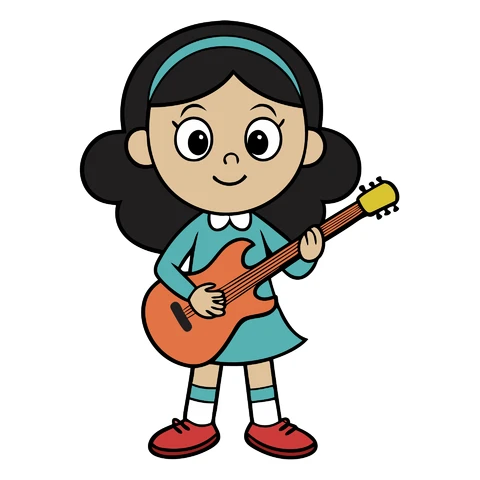 AI,JPG Cartoon Character Playing Guitar Illustration