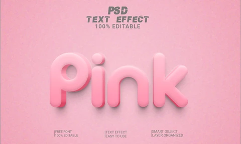 PSD Lindo efeito de estilo de fonte 3d monocromático rosa
