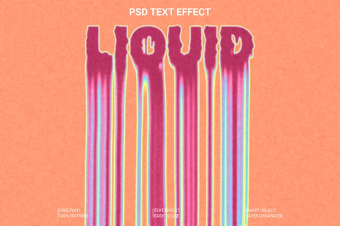 PSD Efeito de estilo de texto líquido
