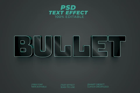 PSD Bullet oscuro simple elegante antracita metal 3d efecto de texto