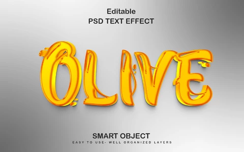 PSD Olive Oil Yellow Brush 3D Text Effect