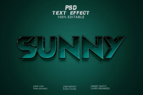 PSD Sunny Dark Teal 3D Font Style Effect
