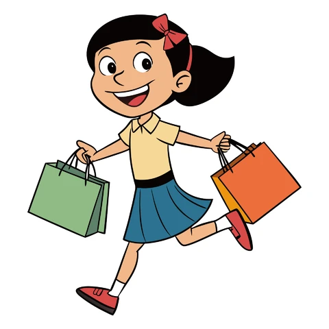 AI,JPG Cartoon Character Shopping Illustration