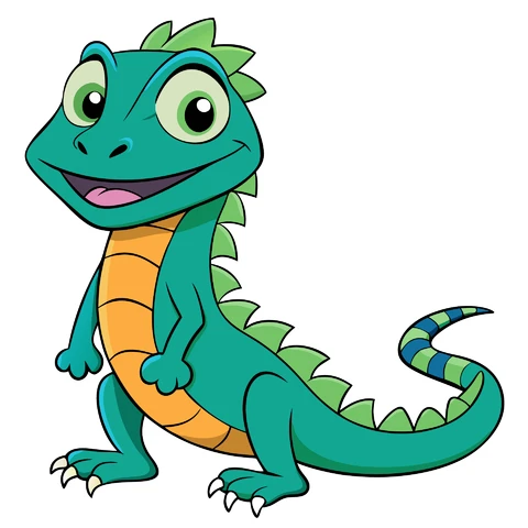 AI,JPG Cartoon Character Illustration of a Lizard