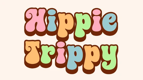 EPS,AI Efecto de texto retro hippie trippy