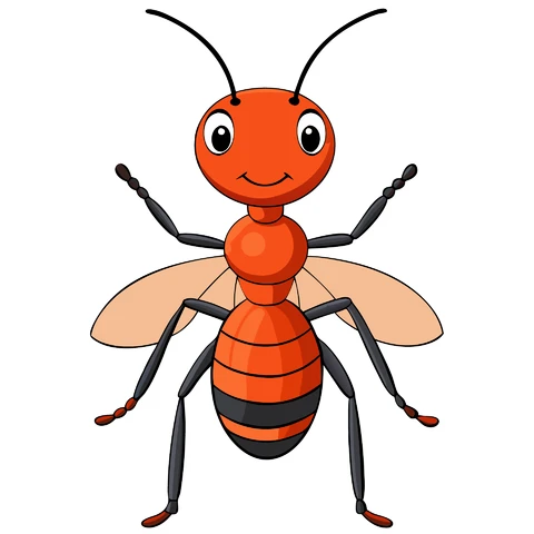 AI,JPG Cartoon Style Ant Illustration