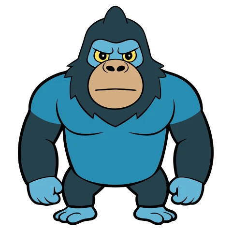 AI,JPG Cartoon Style Gorilla Character Illustration