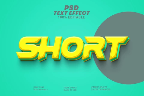 PSD Short Sporty Vitamin Yellow 3D Text Effect