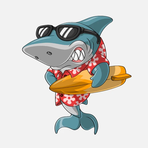 EPS,JPG Cartoon Style Shark Character Illustration