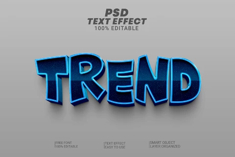 PSD Trend Funny Cartoon Kids Comic Videogame Blue 3D Text Effect
