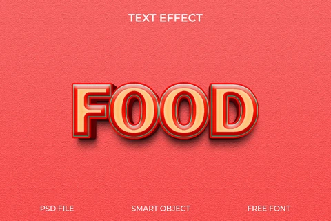 PSD 3D Retro Food Text Style