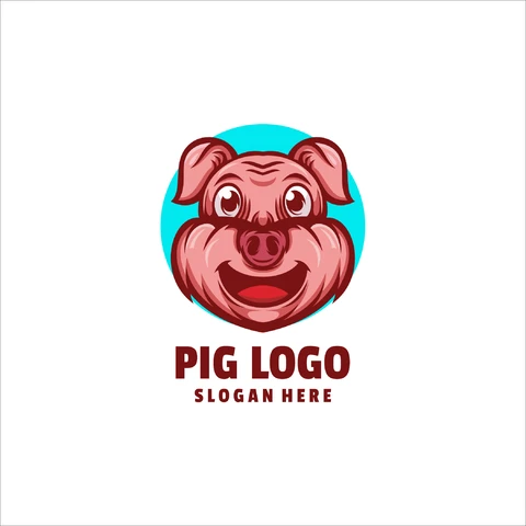 EPS,JPG Mascot Logo Design Featuring a Pig