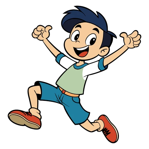 AI,JPG Cartoon Character Jumping Illustration