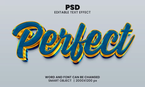 PSD Perfect Blue and Gold 3D Text Effect
