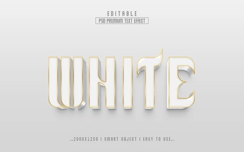 PSD Efecto de texto 3d oriental blanco